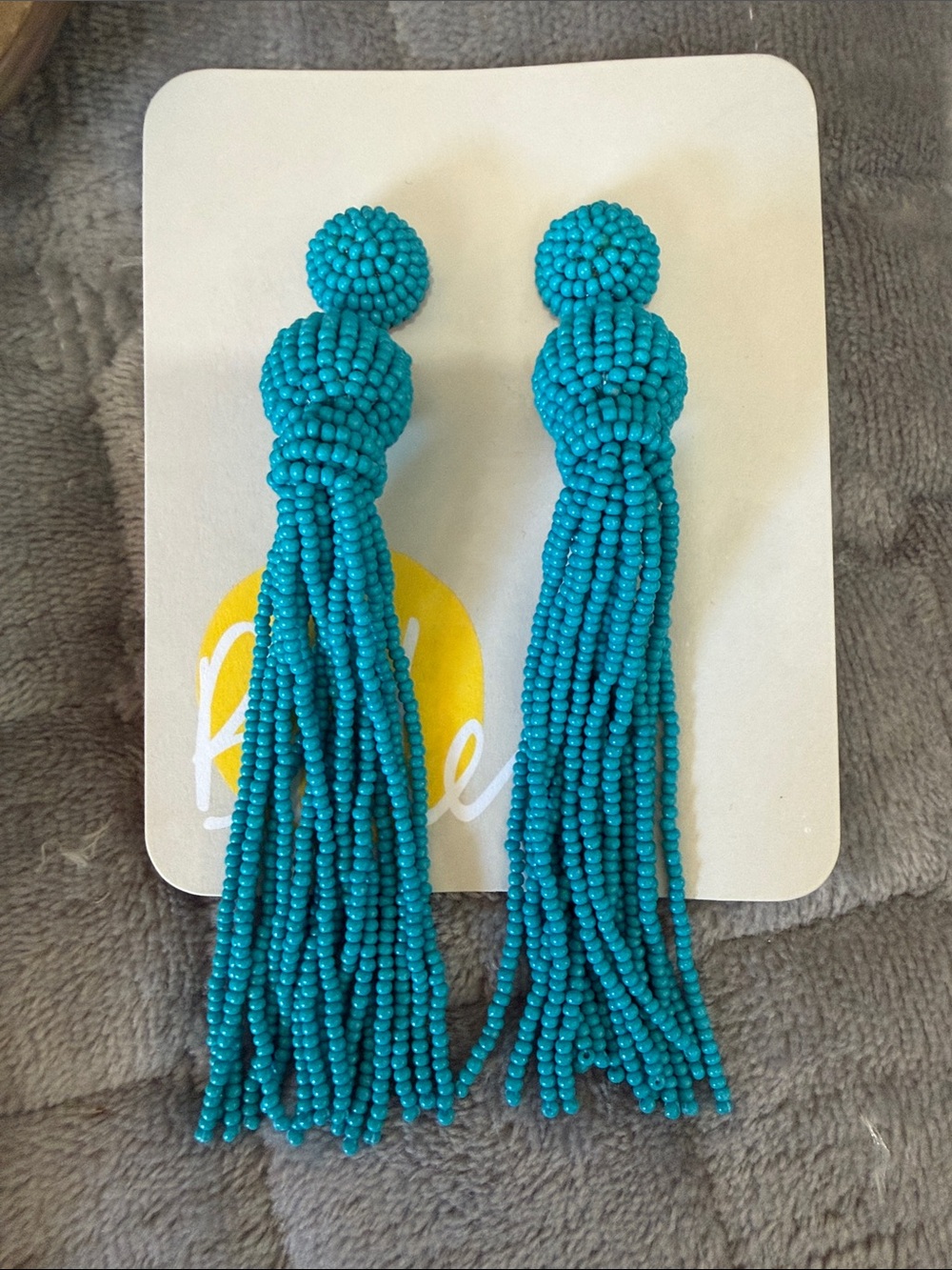 Boden Turquoise Beaded Tassel Drop Earrings